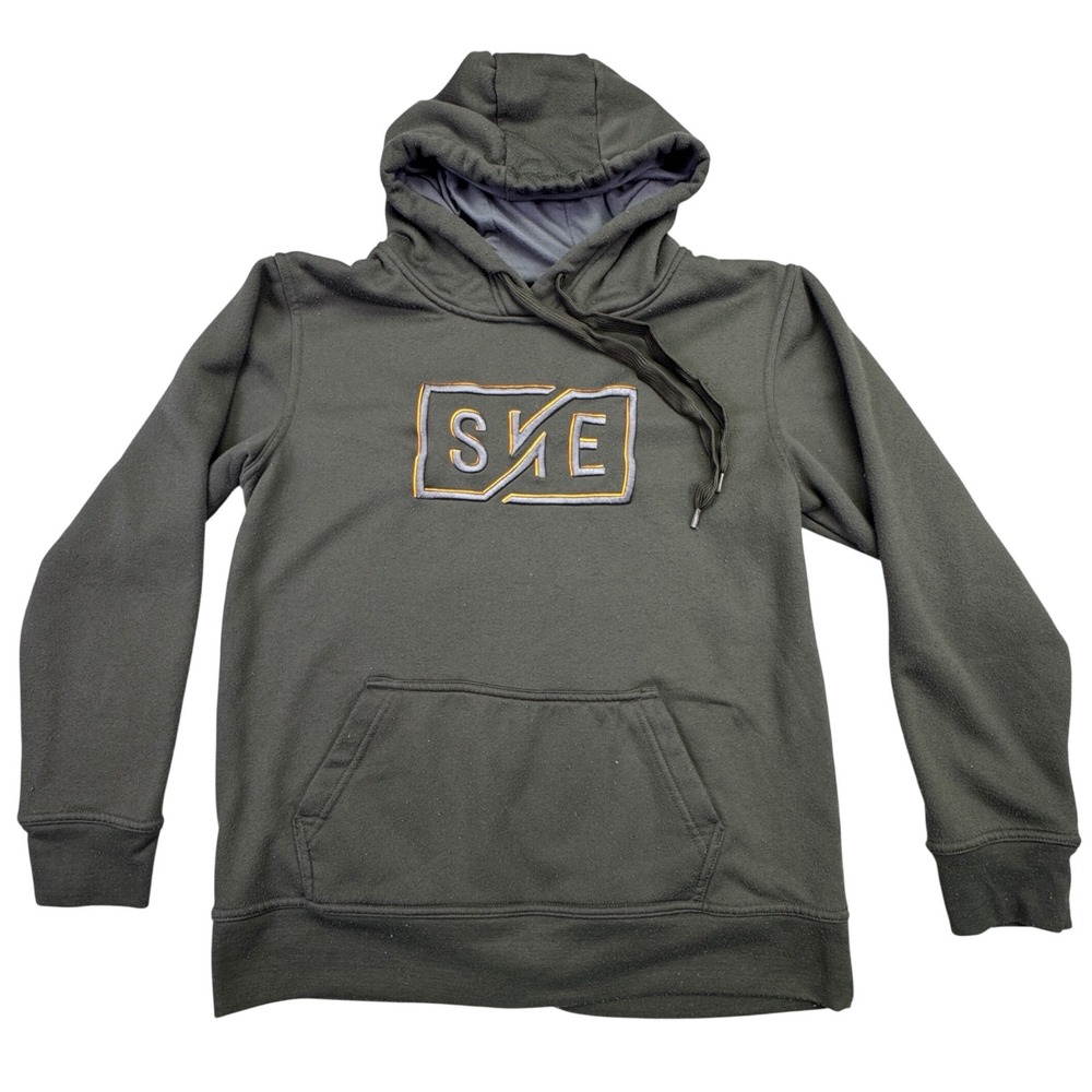 SHE Outdoor Women's Dark Green Fleece Hoodie Jacket Size XS Orange Gray Logo‎